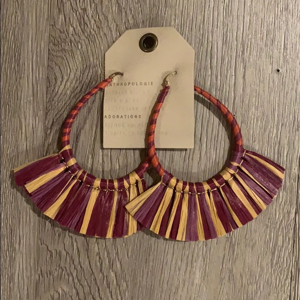 Anthropologie Purple, Maroon and Yellow Earrings